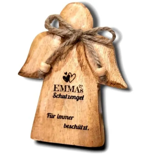 Persönlich gravierter Schutzengel aus Holz | personalisierter Engel zum Dekorieren und Verschenken