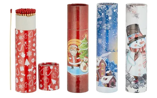 75er Rund-Packungen XXL Weihnachten Kaminstreichhölzer 20cm Schneemann X-Mas 2 x