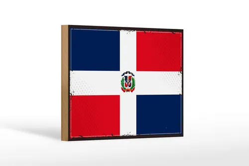 Holzschild Flagge Dominikanische Republik 18x12 cm Retro Deko Schild