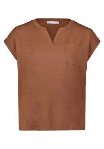 Betty & Co Damen Casual-Shirt mit Perlen XL, Classic Nougat