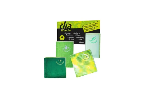 Genius Clia Wunder Mikrofaser-Reinigungstuch 4 TLG - Wiederverwendbare Reinigungstücher, extrem saugstark und streifenfrei - ideal für alle Oberflächen und besonders für Allergiker geeignet.
