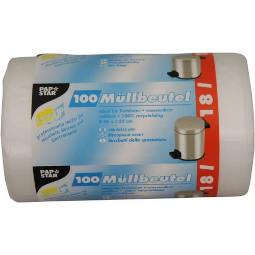 Papstar HDPE Müllsäcke 18 Liter 520 x 460 mm transparent 100 Stück