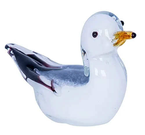levandeo Designer Skulptur Möwe H8cm Glasskulptur Glasdeko Blau Weiß Deko Geschenk Maritim Unikat Dekofigur