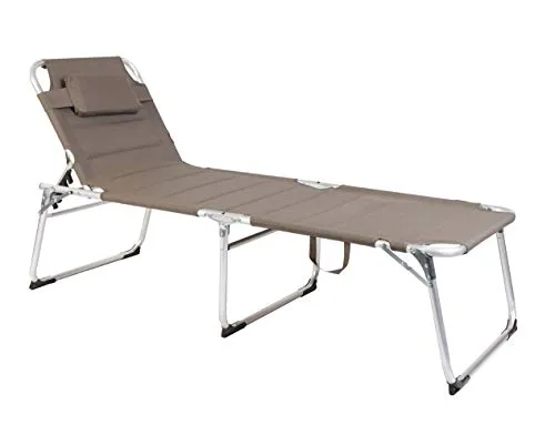 Spetebo Gartenliege XXL Aluminium mit Kopfkissen - Kompakte und klappbare Sonnenliege, ideal für entspannte Stunden im Freien. Belastbarkeit bis 150 kg, mit bequemer Rückenlehne und leichtem Aluminiumrahmen.