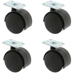 MS Beschläge Möbelrolle Anschraubplatte Bürostuhlrolle Rolle Kunststoffrolle Ø50mm 4er Pack