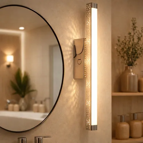 Wandlampe mit Touchdimmer – 3 Stufen, 42 cm, Silber - Moderne Wandlampe mit 3-stufigem Touchdimmer für individuelles Licht. Ideal für Wohnzimmer, Schlafzimmer und Flure. Energieeffizient mit 600 lm und warmweißem Licht.