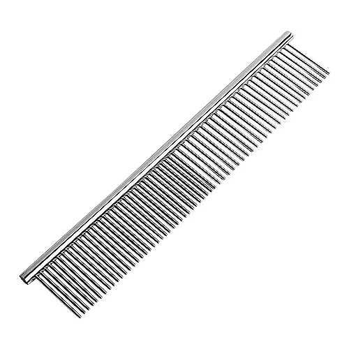 sourcing map Metall Hundekamm mit abgerundeten Zähnen, Haustier Haarpflege Kamm für die Entfernung von Tangles und Knoten, Haustier Kamm für lang und kurzhaarige Hunde und Katzen