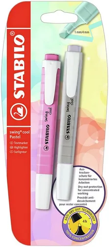 STABILO Marker STABILO swing cool Pastel 2er Blister Seidengrau frische Fuchsie