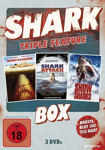 Hai Horror Box SHARK TRIPLE FEATURE Sand Sharks SHARK ATTACK Snow Sharks 3 DVD