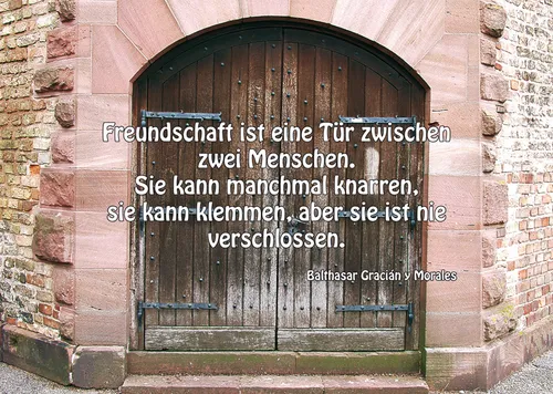 Postkarten Türe Spruch Freundschaft Grußkarte knarren klemmen nie verschlossen 2