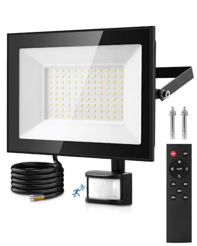 Lightasea LED Strahler mit Bewegungsmelder Außen, 100W 10000LM Scheinwerfer mit Fernbedienung, IP66 Wasserdicht LED Fluter, 6500K Kaltweiß Superhell LED Außenstrahler für Garten, Innenhöfe, Garage