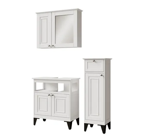 Vicco Badmöbel-Set Vanity, 3-teiliges Badezimmerschrank-Set in Weiß - Komplettprogramm für Badezimmer, modernes Design mit praktischem Stauraum für Ihre Badutensilien und pflegeleichtem MDF-Material.