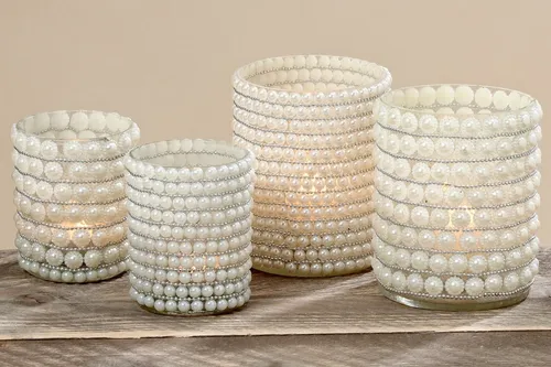 BOLTZE GRUPPE GmbH Windlicht Windlicht Windlichthalter H 10/14cm Perle 2er Set