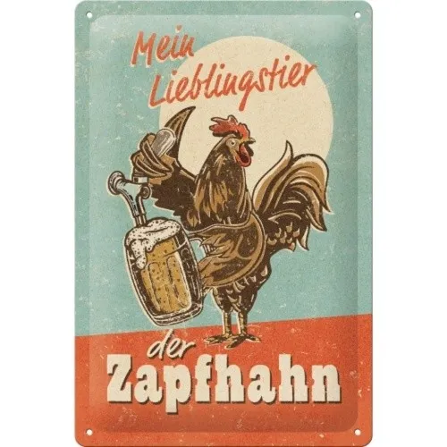 Blechschild Lieblingstier Zapfhahn 20 x 30 cm
