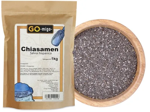 1kg Chia Samen 1 kg Sparpaket Top-Qualität, Salvia Hispanica Zip-Beutel
