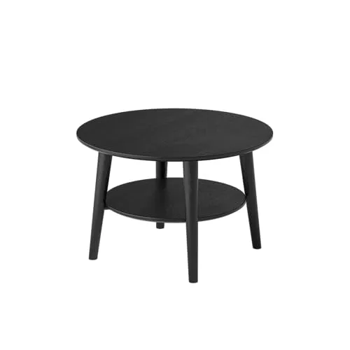 skølm Couchtisch Mjölnir aus Eiche Massivholz – Ø70 cm, Schwarz lackiert, mit 2 Ablagen - Eleganter skandinavischer Couchtisch aus hochwertigem Eichenholz. Mit seinem runden Design und robusten Ablagen ist er perfekt für stilvolle Wohnräume und bietet Platz für alles, was Ihnen wichtig ist.