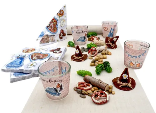 ZauberDeko Oktoberfest Tischdecke Set – Bayrisch Personalisiert - Festliches Partyset für Oktoberfest und Geburtstage. Mit Tischband, Servietten, Filzhüten und Windlichtern schaffst du schnell ein bayrisches Ambiente für deine Feier. Ideal für drinnen und draußen!