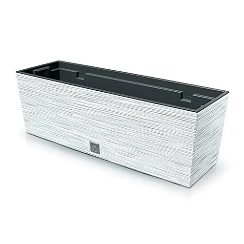 Innenkasten Balkonkasten Blumenkasten 2in1 Furu Case Weiß 12L - Rechteckiger Blumenkasten mit 12L Kapazität, ideal für Blumen, Erdbeeren und Kräuter. Perfekt für Balkon und Garten, in ansprechendem Weiß.