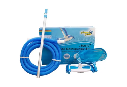 Planet Pool Pool-Reinigungsset groß - Effektives Poolwartungsset für mittlere und große Pools, ideal für eine gründliche Reinigung mit Bodensauger und Teleskopstange von 0,75-2,25 m.