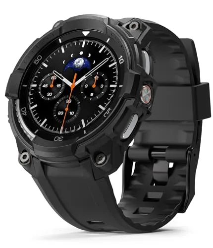 Ringke Rugged Gear für Samsung Galaxy Watch 8 Classic Schutz (46mm), [Uhrenarmband Set] Stoßfest Rugged Schutz Bumper Hülle mit Komfort Armband - All Black