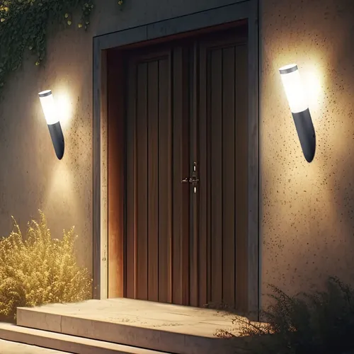 2er Set Außen Wand Leuchte EDELSTAHL Fackel Garten Lampe anthrazit - Hochwertige Edelstahl-Wandleuchte für den Außenbereich, IP44 spritzwassergeschützt, inklusive energieeffizienter LED Leuchtmittel. Ideal für stilvolle Fassadenbeleuchtung.