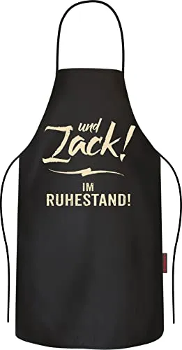 RAHMENLOS Grillschürze Kochschürze Küchenschürze als Geschenk für Rentner zum Ruhestand aus reiner Baumwolle - Zack!