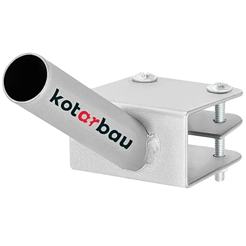 KOTARBAU® Fahnenhalter 1-Fach für eine Fahnenstange Montage an Balustrade 170 mm Pulverbeschichtet Grau Fahnenmasthalter Fahne Flagge Pulverbeschichtet Fahnenstange