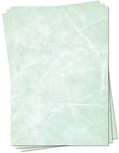 Gastronomie Papier (Grün-Eis-Marmor, DIN A5, 100 Blatt, MPA-5153b) für Speisekarten. Marmoriertes Papier, Marmorpapier grün zweiseitig bedruckt, für alle Drucker/Kopierer geeignet