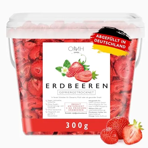 Erdbeeren gefriergetrocknet in Scheiben 300g von OMH nutrition OH MY HEALTH