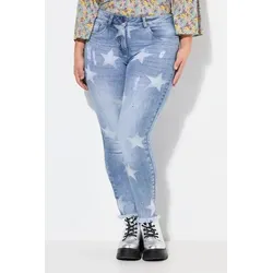 Angel of Style Regular-fit-Jeans Jeans Slim Fit Sterne Glitzersteinchen Fransensaum blau 50