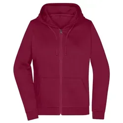 Damen Basic Kapuzen-Sweatjacke JN755 - Wein-rot, 3XL - Sweatjacke JN755 in rot/weinrot, Größe 3XL. Hochwertige Sweat-Qualität mit weicher Innenseite, ideal für Komfort und Style. Doppellagige Kapuze und Kängurutasche für praktische Nutzung.
