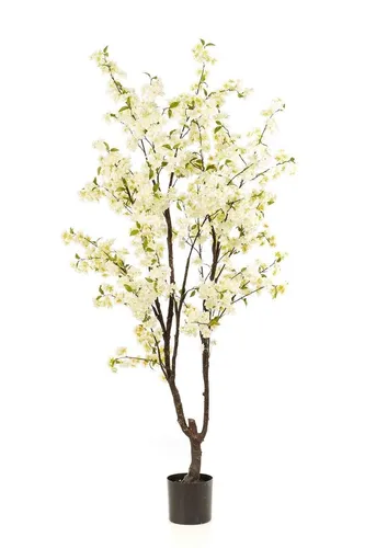 Kunstbaum Deko Kirschblütenbaum JANKFUN - Weißer Zierkirsche 210 cm - Eleganter Kirschblütenbaum für die Innenraumgestaltung, aus hochwertigem Kunststoff, ideal für dekorative Akzente und pflegeleichte Gestaltung.