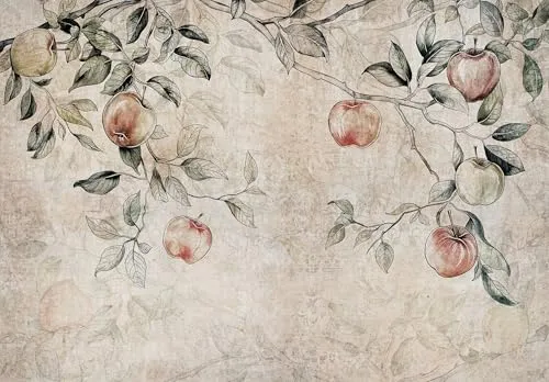 WallArena Vlies Fototapete - Apfel - 416 x 254 cm - Fototapeten - Tapeten - für Wohnzimmer Schlafzimmer - Vliestapete Wandtapete Tapete 3D Effekt- inkl. Kleister - Baum