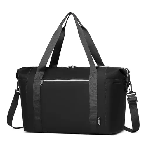 Kono Handgepäck 46x30x20 cm, Untersitz-Kabinentasche wasserabweisend, Wochenendtasche für Damen und Herren, Sporttasche, Tragetasche und praktischer Reisebegleiter (Schwarz)