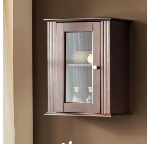 Lomadox Landhaus Badmöbel Hängeschrank aus Pinie Massivholz - Hängeschrank im Landhaus Design mit Glastür, bietet großzügigen Stauraum und aufwendige Verarbeitung. Perfekt für ein stilvolles Bad!