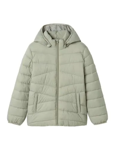 name it Steppjacke in Hellgrün, Größe 128 - Funktionsjacken für Kinder - abnehmbare Kapuze, reflektierende Details und idealer Schutz bei kühlem Wetter.