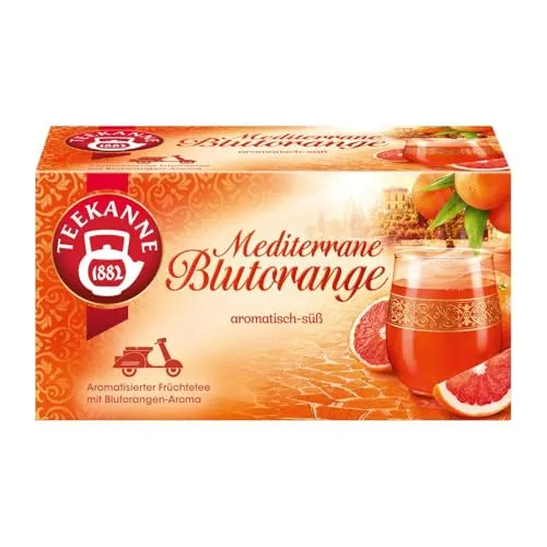 TEEKANNE Mediterrane Blutorange Tee 18 Portionen - Tee-Aufgussbeutel mit fruchtig-süßem Geschmack nach Blutorange und Hibiskus, ideal für entspannende Momente und ein Hochgenuss für die Sinne.
