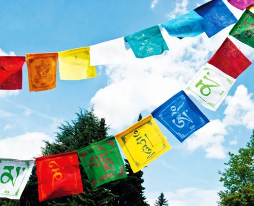 Tibetische Gebetsfahnen 0,8m Om Mani Padme Hum in gelb von Berk