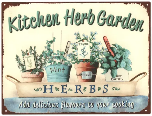 Deko Blechschild Küche Kitchen Herb Garten 25x33 Vintage Design Metall Schild
