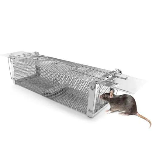 MidGard Wetterfeste Lebendfalle für Ratten und Marder - Robuste Kastenfalle aus verzinktem Stahl, ideal für Innen- und Außeneinsatz. Mit Trittbrettauslösung für beidseitigen Fang.