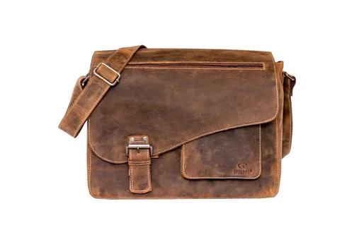 ALMADIH Umhängetasche JON N°2 - Elegante Ledertasche mit Laptop Fach - Umhängetaschen, stilvolle Leder Messenger Tasche mit gepolstertem Laptopfach für Laptops bis 15 Zoll und durchdachte Aufteilung für optimale Organisation.