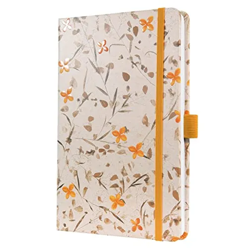 Sigel JN341 Notizbuch A5 liniert, beige, gelb, Tagebuch Jolie, Hardcover, Gummiband, Stiftschlaufe, Einstecktasche, vegan, aus nachhaltigem Papier