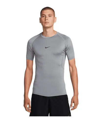 Nike Pro Herren Laufshirt - Grau/ Silber - M - Laufbekleidung für intensive Workouts, mit atmungsaktivem Material für optimalen Komfort und Bewegungsfreiheit.