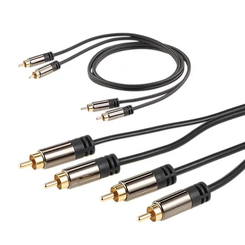 auvisio Premium-Stereo-Kabel 2 Cinch auf 2 Cinch, schwarz, 1 m, vergoldet