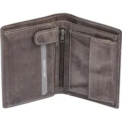 Lederbörse mit RFID-Schutz Herrenbörse Brieftasche hochformat taupe grau