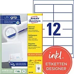 Zweckform 3659-200 Avery Etiketten 97x42.3mm, 2640 Stück - Perfekter Druck - Etiketten mit innovativer Ultragrip-Technologie für staufreies Drucken und starke Klebkraft - ideal für alle Drucker und große Druckaufträge.