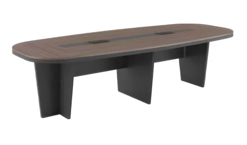 Moderner Konferenztisch mit ovaler Holzplatte - Besprechungs- & Konferenztische, ideal für 8 Personen mit Kabelauslass für eine ordentliche Präsentation. Pflegeleicht und modern im Design.