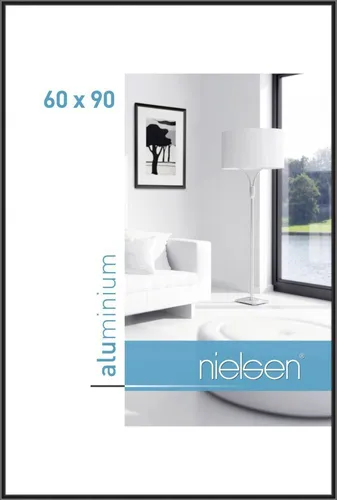 nielsen Bilderrahmen 60 x 90 cm - Aluminium Schwarz glänzend - Wand- & Tischbilderrahmen mit Echtglas und einfacher Montage im Hoch- & Querformat, Made in Germany und FSC-zertifiziert für höchste Qualität.