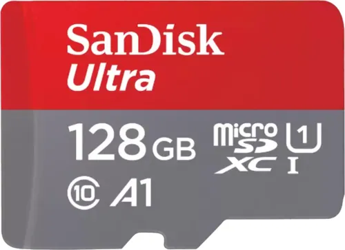SanDisk Ultra microSDXC Speicherkarte 128 GB Class 10 - Hochleistungs-Speicherkarte mit 128 GB für Smartphones, ideal für schnelles Speichern und Übertragen von Daten mit einer Schreibgeschwindigkeit von bis zu 140 MB/s.