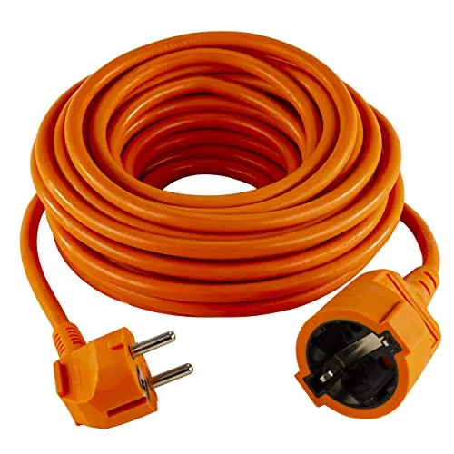 REV Verlängerungskabel 25 m - Orange - Verlängerungskabel für Innenräume mit 1 AC-Ausgang, ideal für flexible Stromversorgung im Garten oder Zuhause.